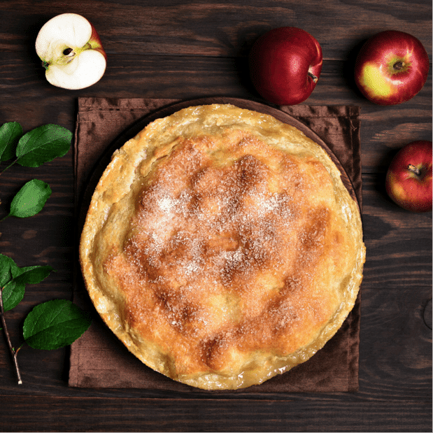 Apple pie with sugar crust