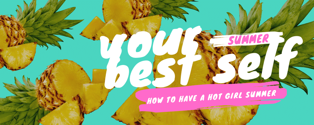 Cut up pineapples on a neon background for living your best life for a hot girl summer.