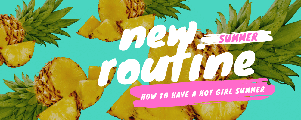 Cut up pineapples on a neon background for starting a new routine for a hot girl summer.