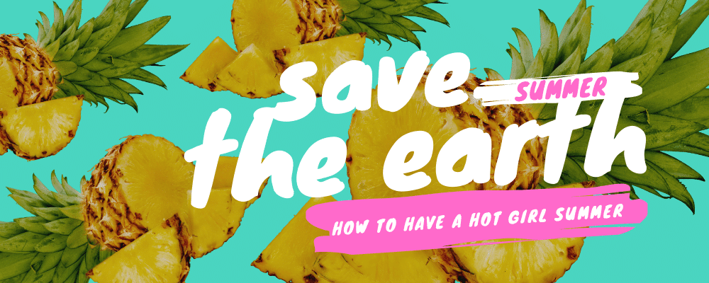 Cut up pineapples on a neon background for saving the earth for a hot girl summer.