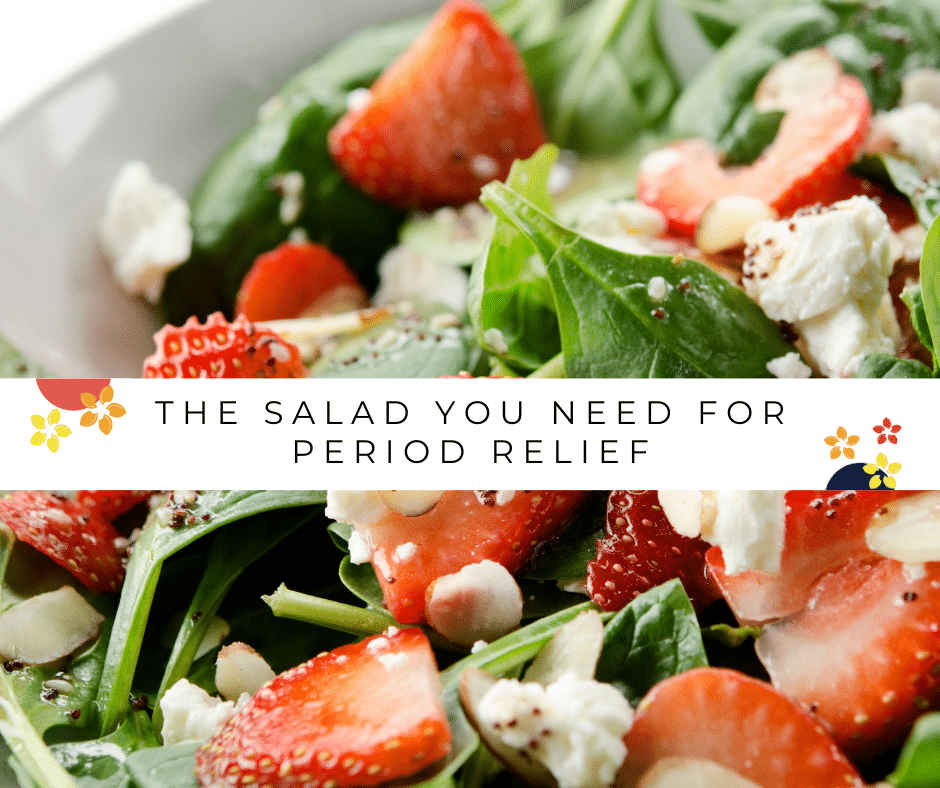 Strawberry and kale salad that is perfect for your period.