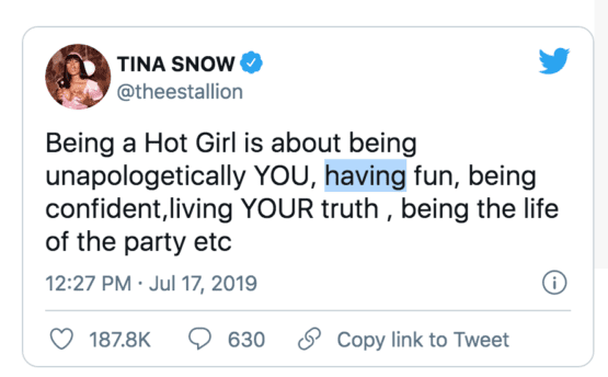 The original tweet from Meagan Thee Stallion about having a Hot Girl Summer.