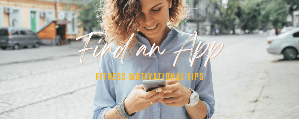 A woman on her phone for fitness motivational tips to get you moving.