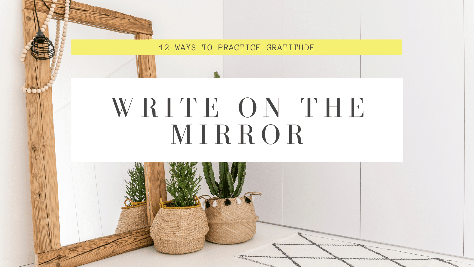 A mirror with cacti nearby as a metaphor for finding gratitude within yourself.
