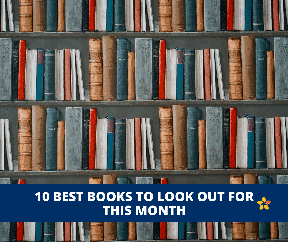 A huge bookshelf with all kinds of books that are the most anticipated for January.