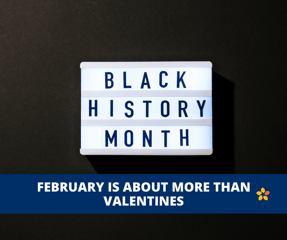 A light up board says Black History Month talking about how February is more than just Valentines Day.