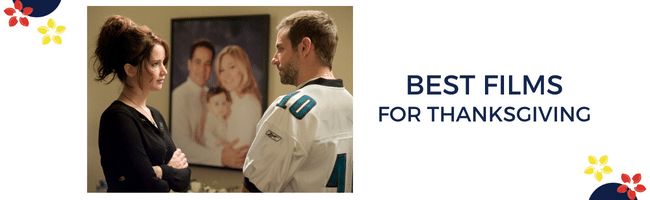 Bradley Cooper and Jennifer Lawrence in Silver Linings Playbook in a Thanksgiving movie recommendation.