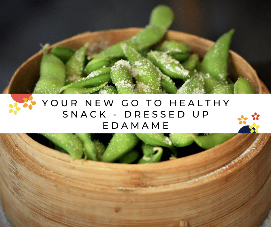 A basket full of edamame with salt as a delicious and healthy snack for the new year of resolutions.