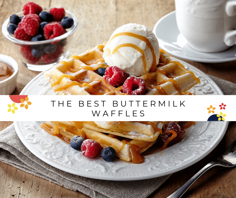 A delicious stack of buttermilk waffles.