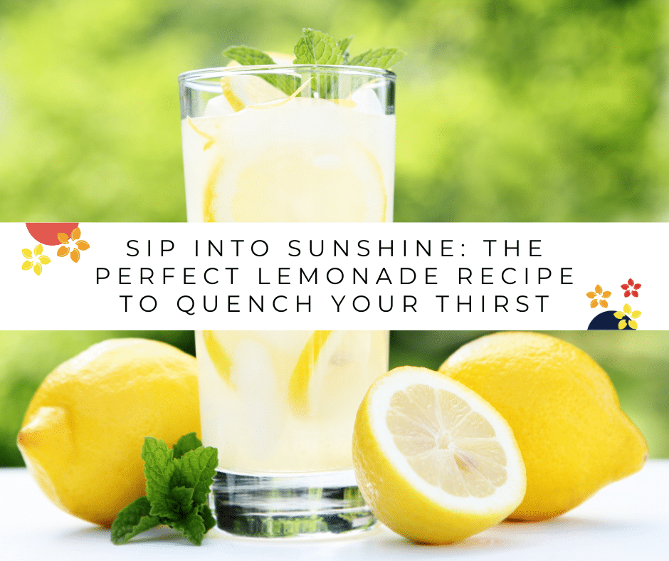 A glass of lemonade with a couple of lemons on a table for the best recipe for lemonade