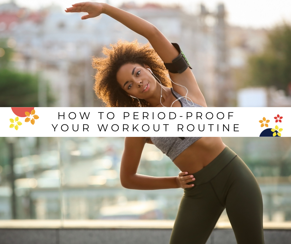 A woman stretches as she period proofs her workout.