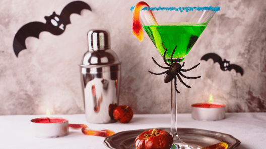 A witches brew as an alcoholic drink with green coloring